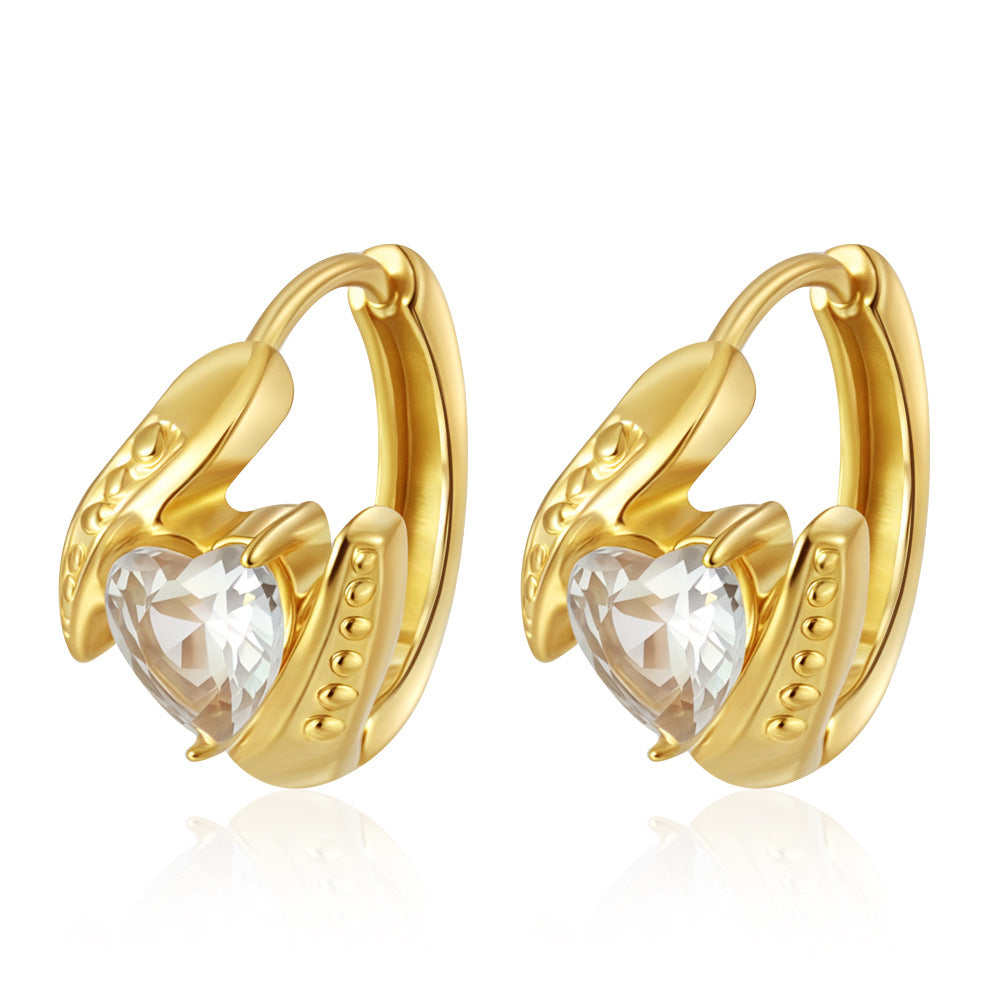Wholesale Zircon Earrings Stainless Steel 18K Plated Trendy Jewelry Accessory for Women