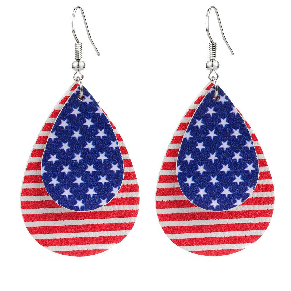 Wholesale National Flag Five-Pointed Star Independence Day Acrylic Earrings