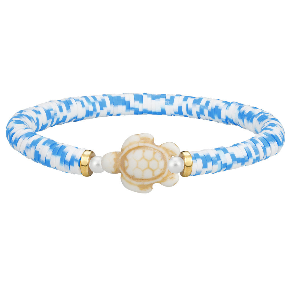 Wholesale polymer clay beaded elastic bohemian style handmade turtle bracelet