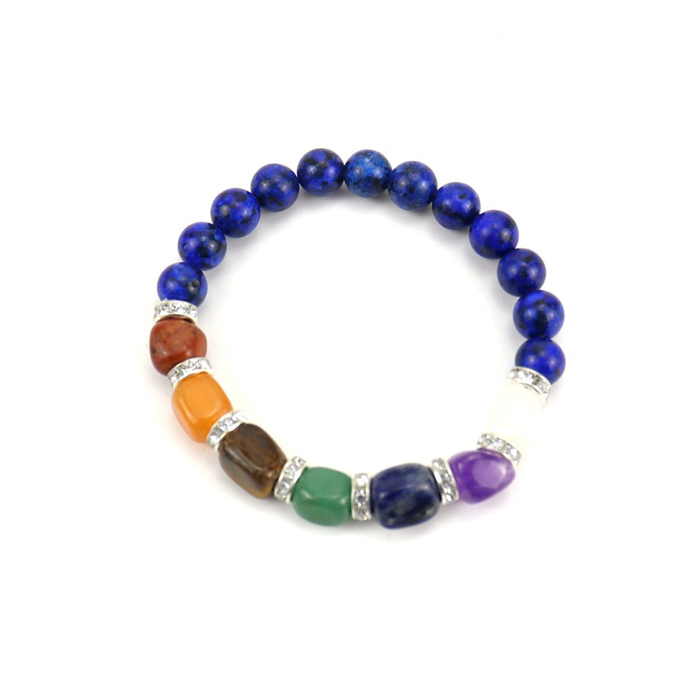 Wholesale Colorful Agate Micro-Paved Diamond Synthetic White Pine Tiger Eye Stone Pink Chalcedony Volcanic Stone Beaded Bracelet