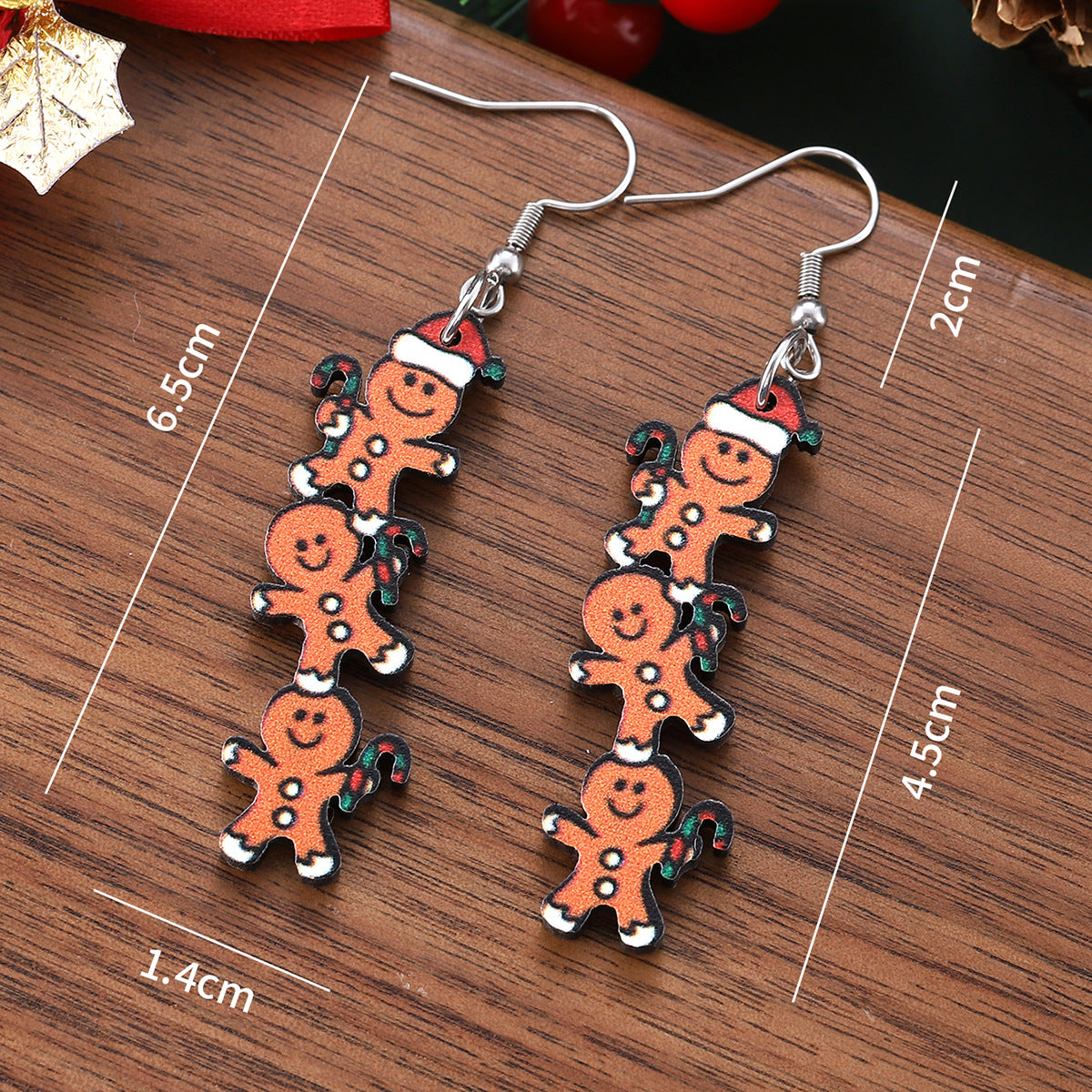 Wholesale Christmas cute Christmas hat gingerbread man pendant earrings
