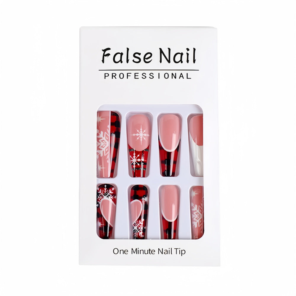 Wholesale 24 Pieces/ box Christmas  three-dimensional white striped nail