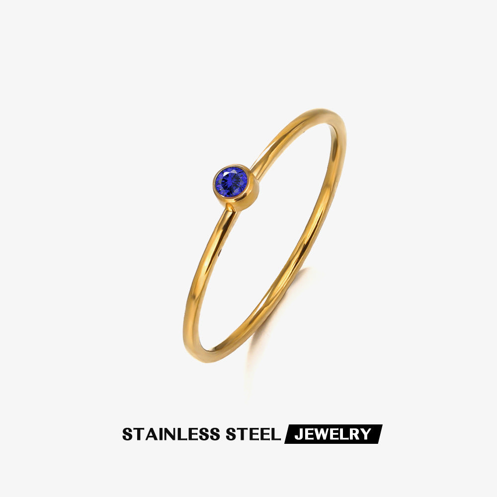 Wholesale Twelve Month Birthstone Diamond Stainless Steel Rings ACC-RS-JiaLi006