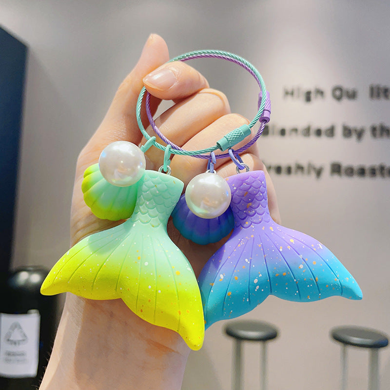 Wholesale Gradient Pearl Mermaid Tail Resin Keychain Cute Keychain ACC-KC-ShuoT011