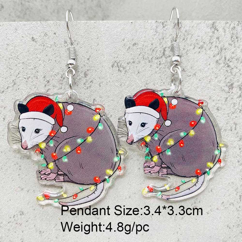 Wholesale Christmas Acrylic Lights Santa Hat Cat Earrings ACC-ES-ChenY090