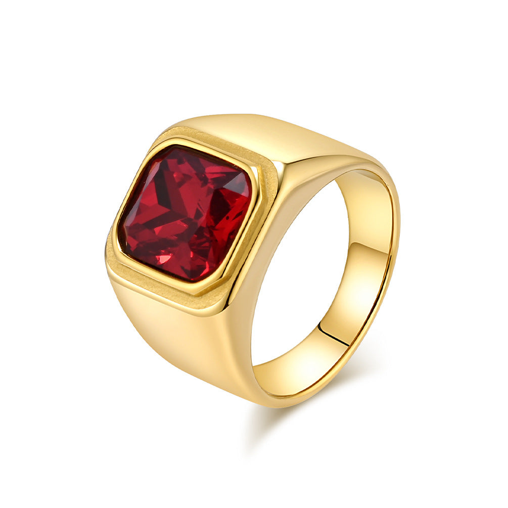 Wholesale Square Black Stone Geometric Ring Stainless Steel 18K Gold Plated Men S Fashion Jewelry Gift For Boutique Resale