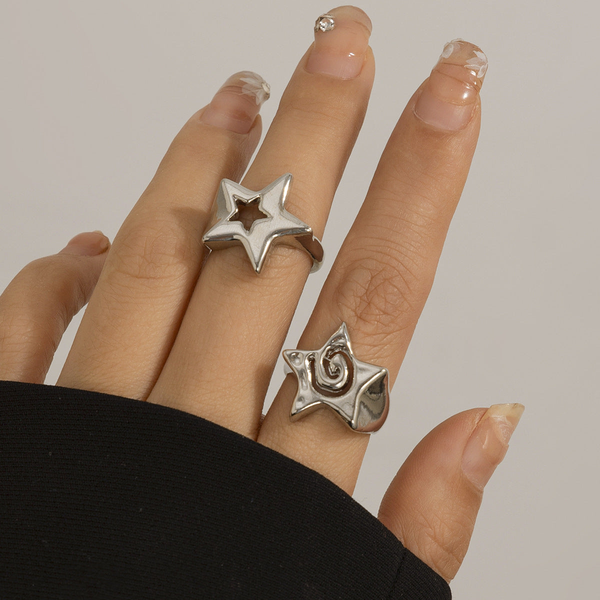 Wholesale  three-dimensional star ring rings spicy beauty opening ring