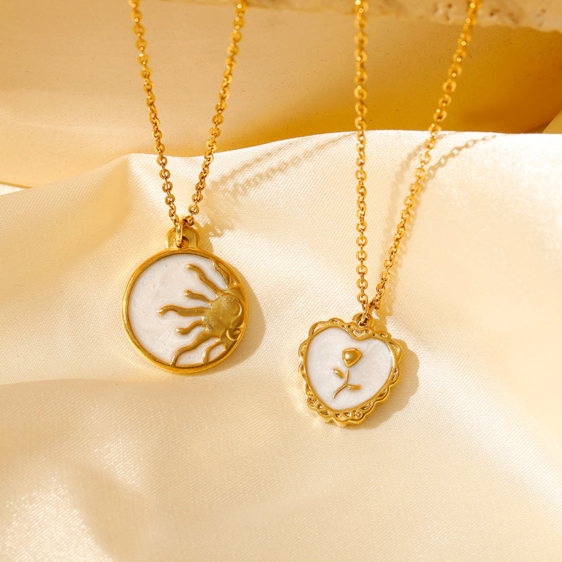 Wholesale Stainless Steel Sun Moon Pendant Necklace