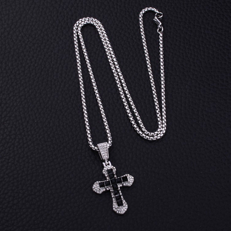 Wholesale Full Diamond Cross Necklaces Long Necklaces ACC-NE-Xunb003