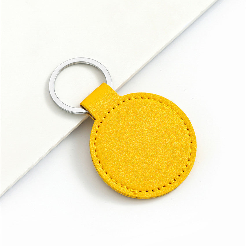 Wholesale solid color PU leather keychain