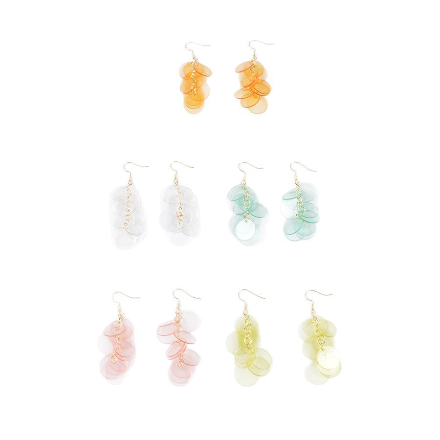 Wholesale  seaside holiday style transparent color round tassel earrings