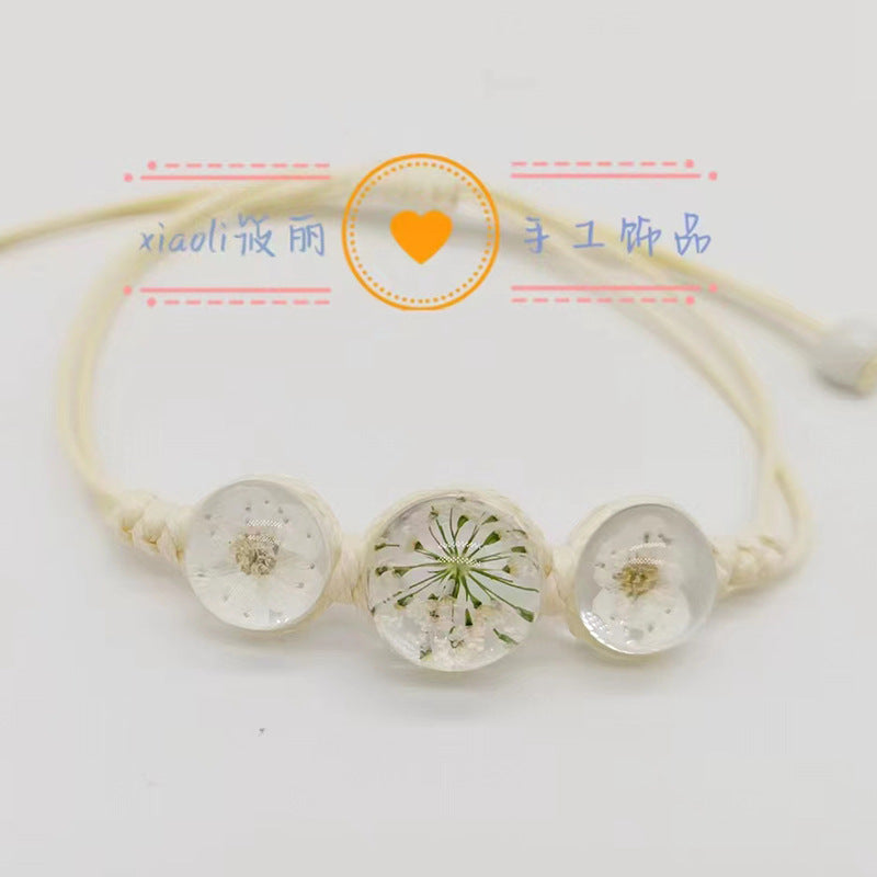 Wholesale Cherry Blossom Plum Blossoms Gypsophila Hand-woven Natural Real Flower Bracelet Rope ACC-BT-Youl007