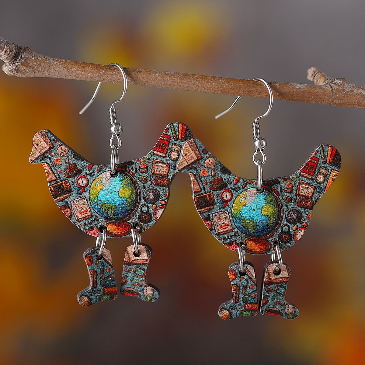 Wholesale Hen Boots Stitching Pendant Earrings