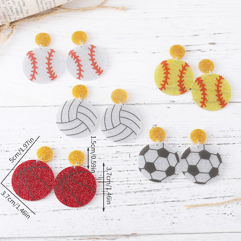 Wholesale Ball acrylic sequin-panelled drop earrings