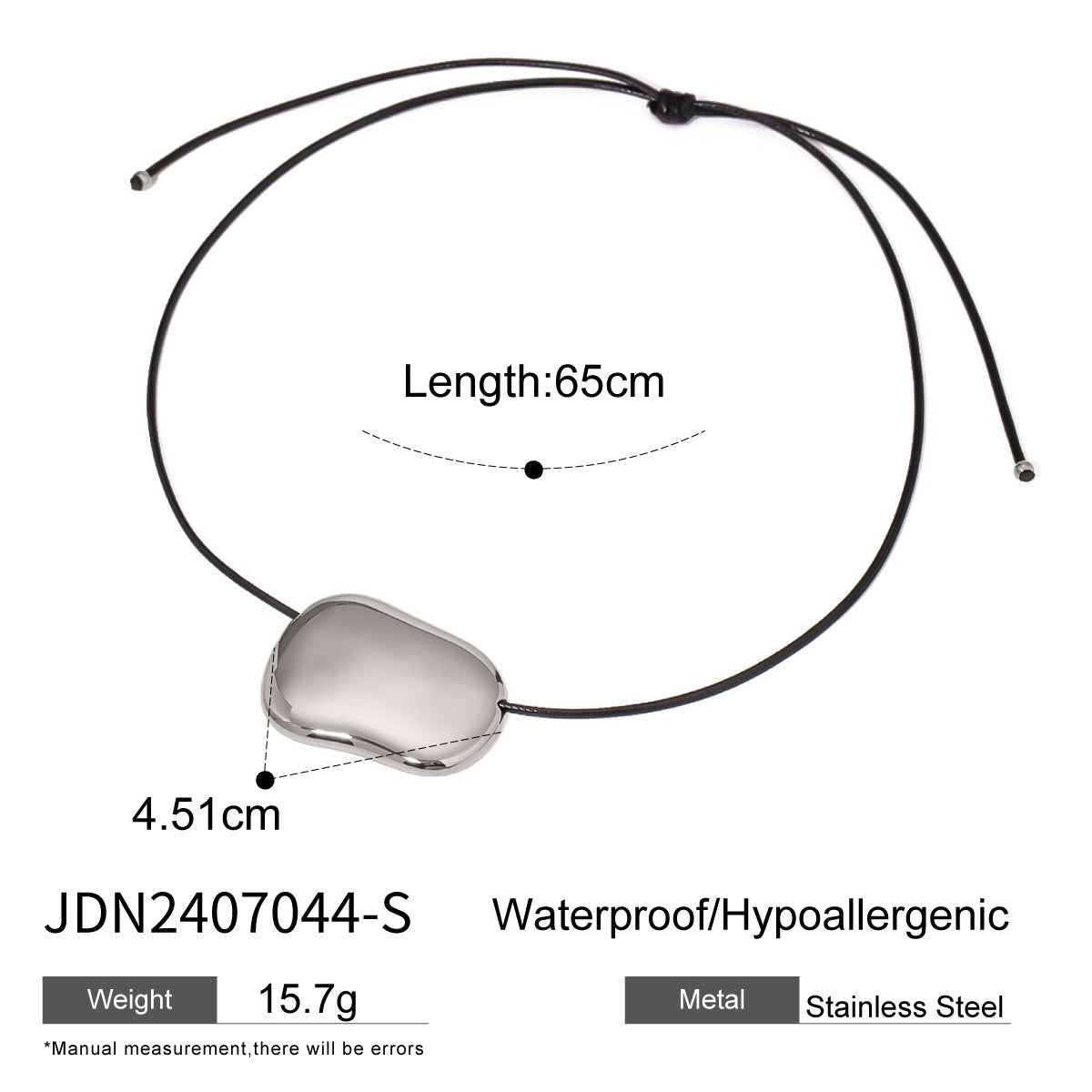 Wholesale  Stainless Steel Starfish Geometric Black Rope Necklace