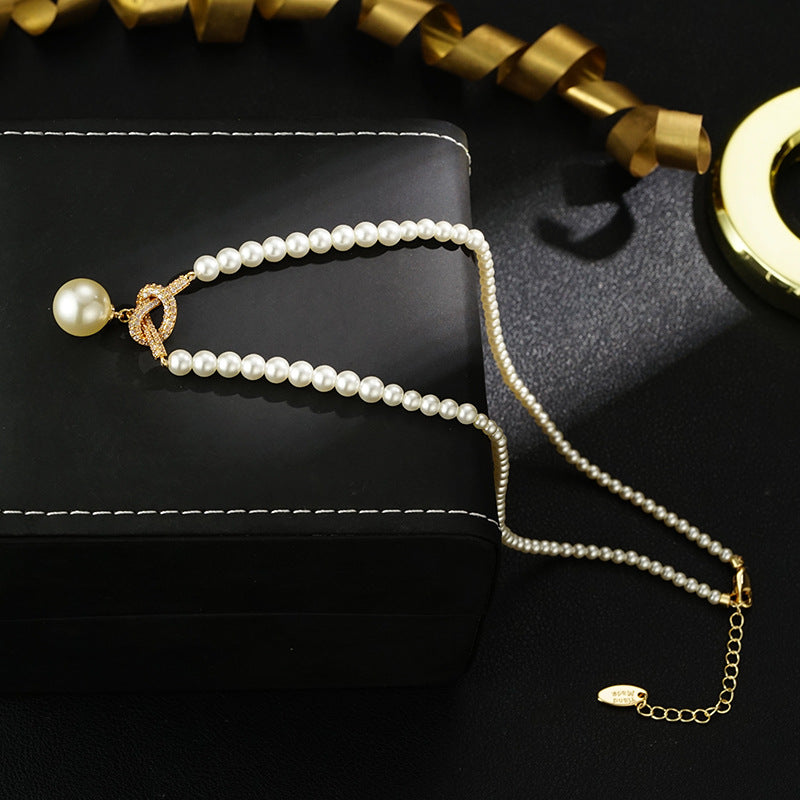 Wholesale Light Luxury Micro-set Zircon Knot Bead Necklace