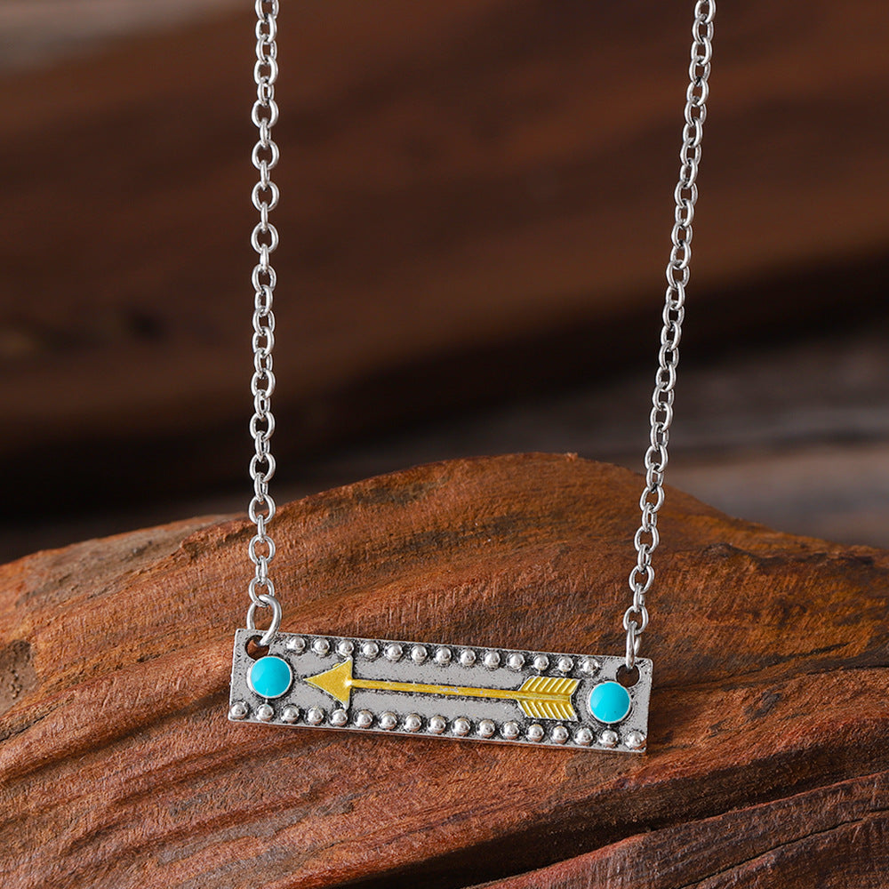 Wholesale  Golden Arrow Turquoise Necklace Personality All-match Clavicle Chain