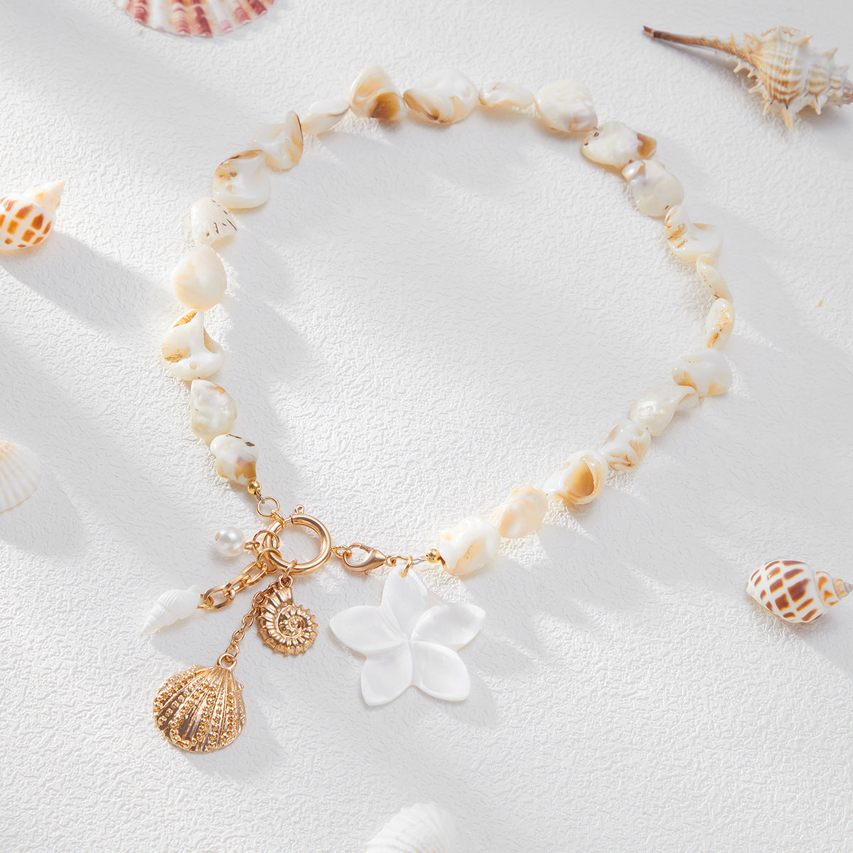 Wholesale Vacation Seashell and Starfish Alloy Pendant Necklace Set