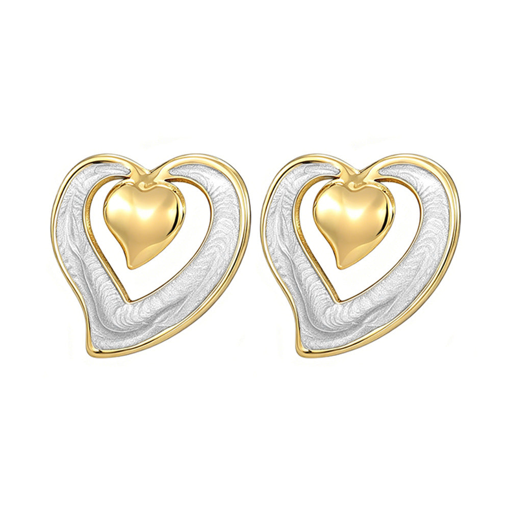 Wholesale Fashion Love Heart Earrings Stainless Steel Simple Design Trendy Jewelry for Women Boutique Resale