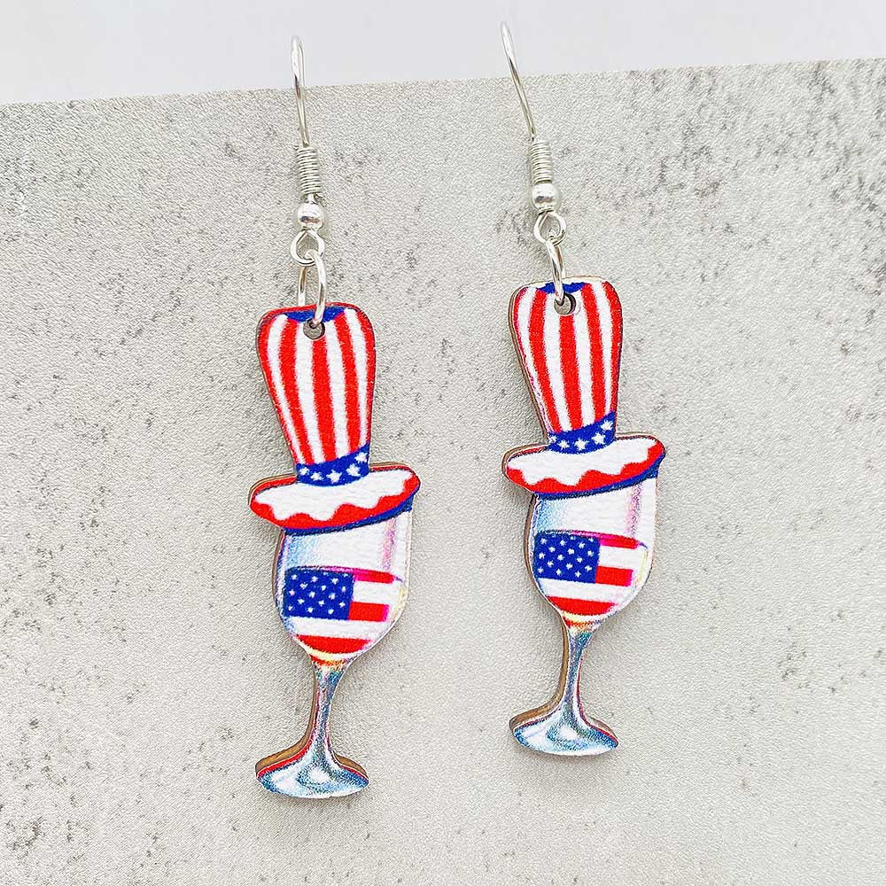 Wholesale American Independence Day Ice Cream Beach Wooden Earrings ACC-ES-Cheny014