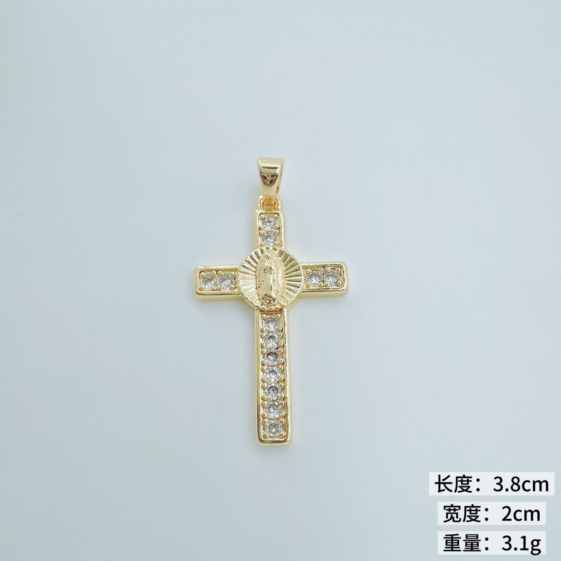 Wholesale Fashion Cross Pendant Necklace,  Gold Plated Copper,  Trendy Hip Hop Jewelry Accessory for Boutique Resale