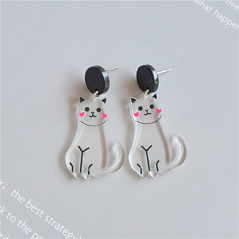 Wholesale Cartoon Black and White Cat Acrylic Stud Earrings ACC-ES-XN015