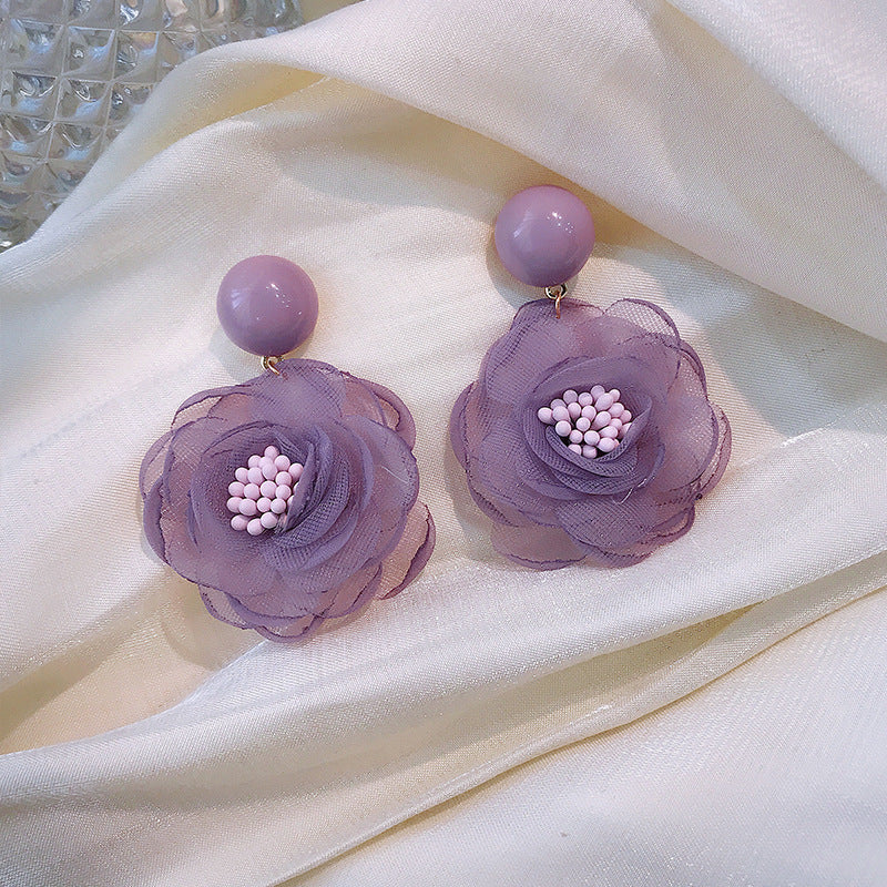 Wholesale Vintage Purple Green Lace Flower Earrings ACC-ES-ZhiShifang001