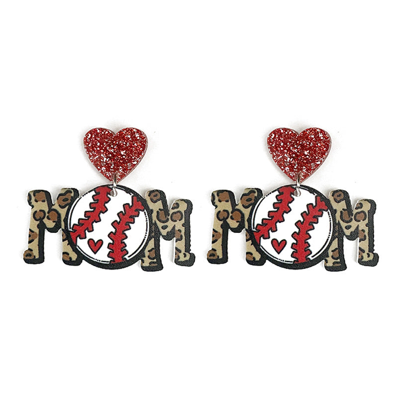 Wholesale MOM Ball Sports Acrylic Earrings As Mother's Day Gift ACC-ES-XinChuan002