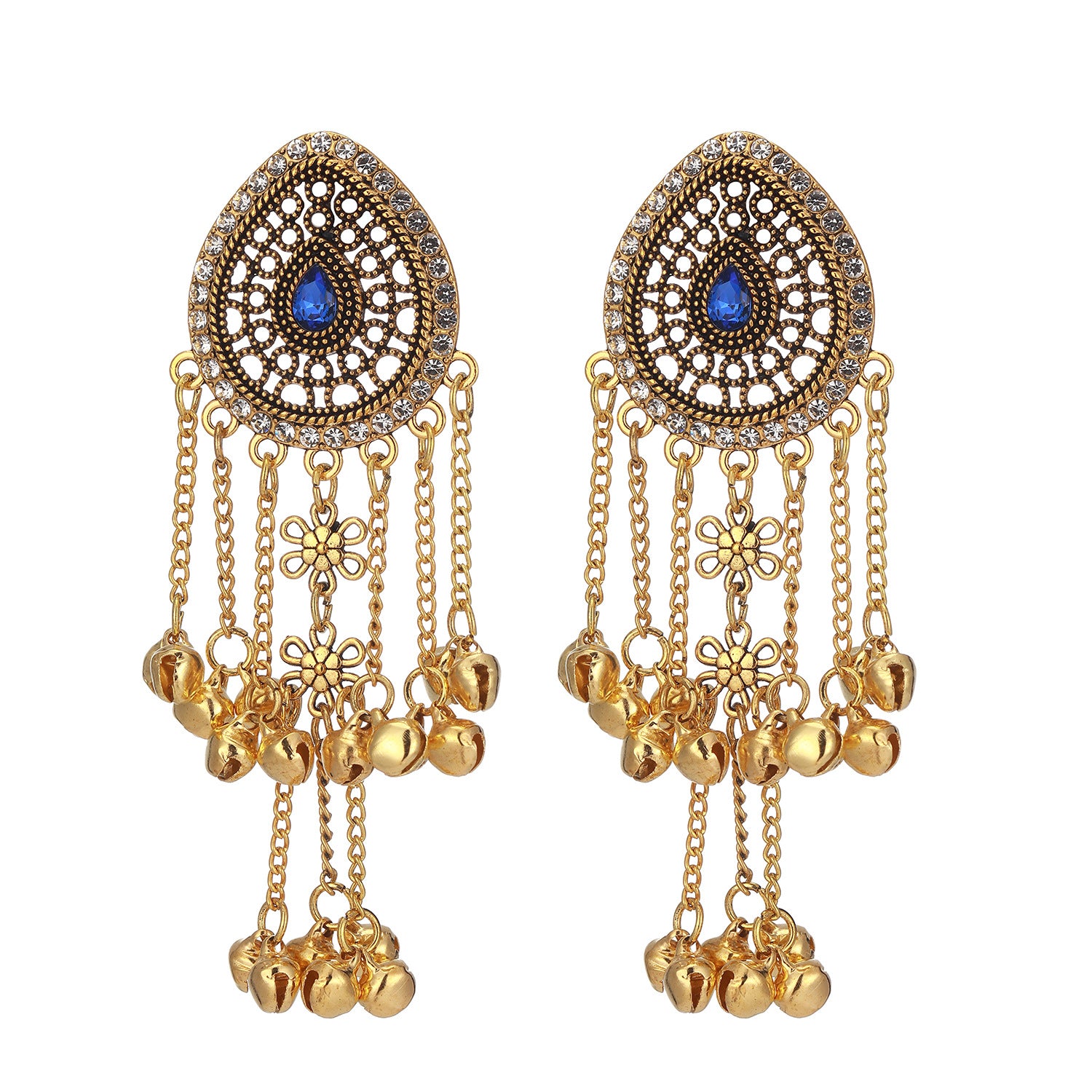 Wholesale Trendy Long Tassel Rhinestone Earrings For Women Elegant Gold Tone Party Jewelry Accessory Boutique Resale Gift