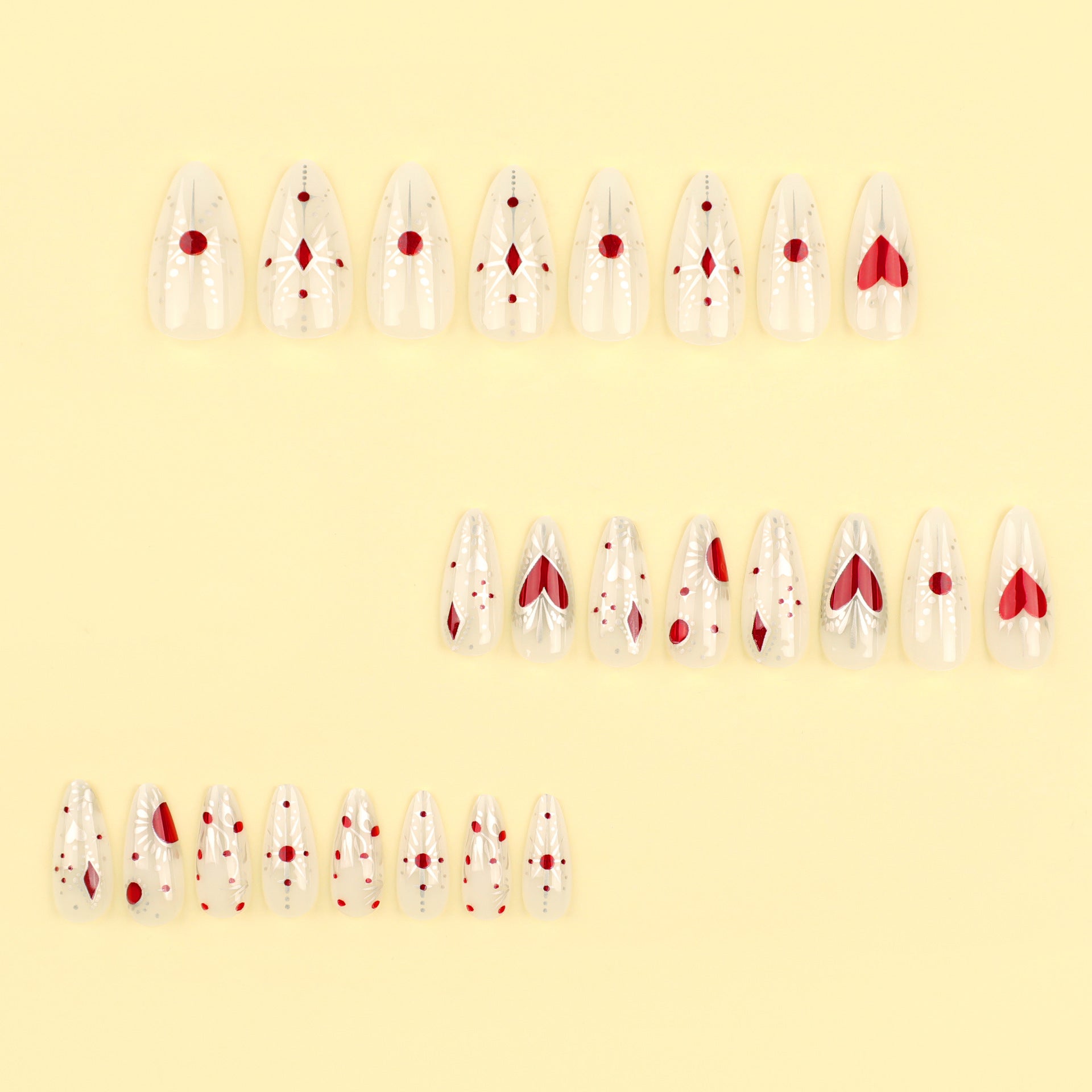 Wholesale 24 Pieces/box Red Heart Press-on Nails Kits Nail Stickers ACC-NS-LeFan048