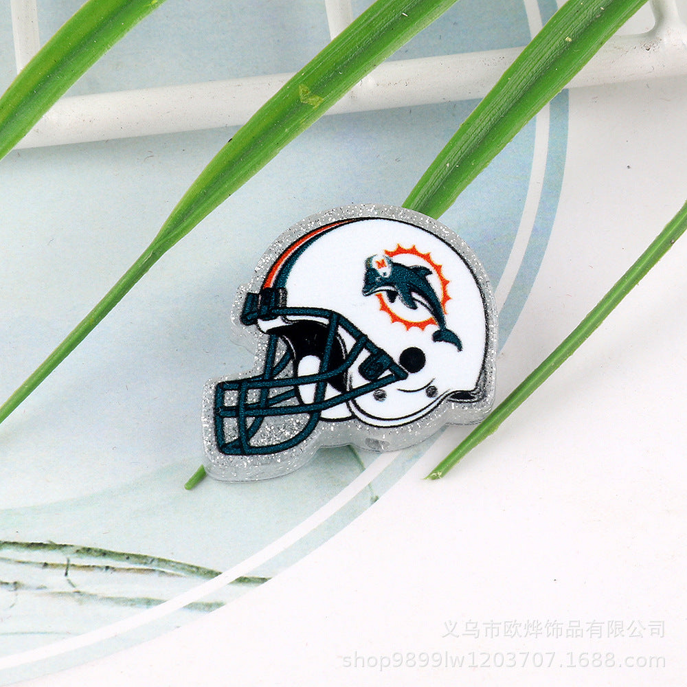 Wholesale 5pcs Acrylic Rugby Straight Hole Cartoon Beads