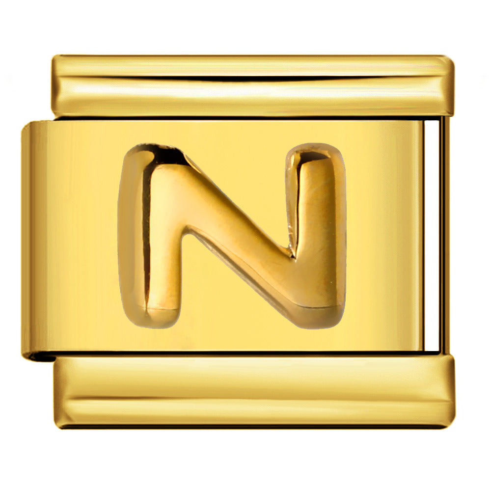 Wholesale Italian Charm Bracelet 9mm DIY Splicing Removable Raised Letters Stainless Steel Composable Bracelet