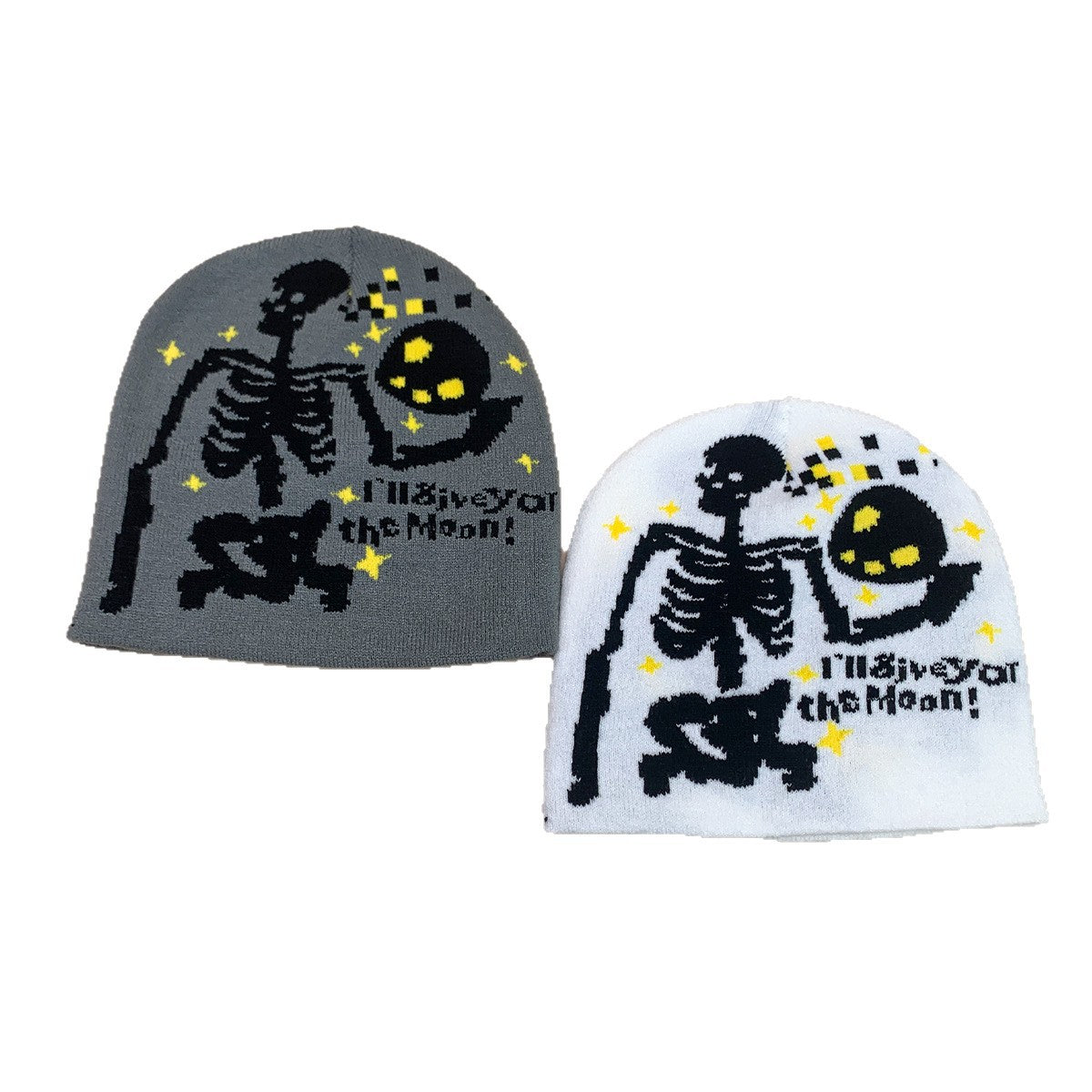 Wholesale  Skull Moon Jacquard Knitted Hat