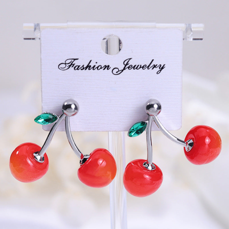 Wholesale  stainless steel red cherry earrings