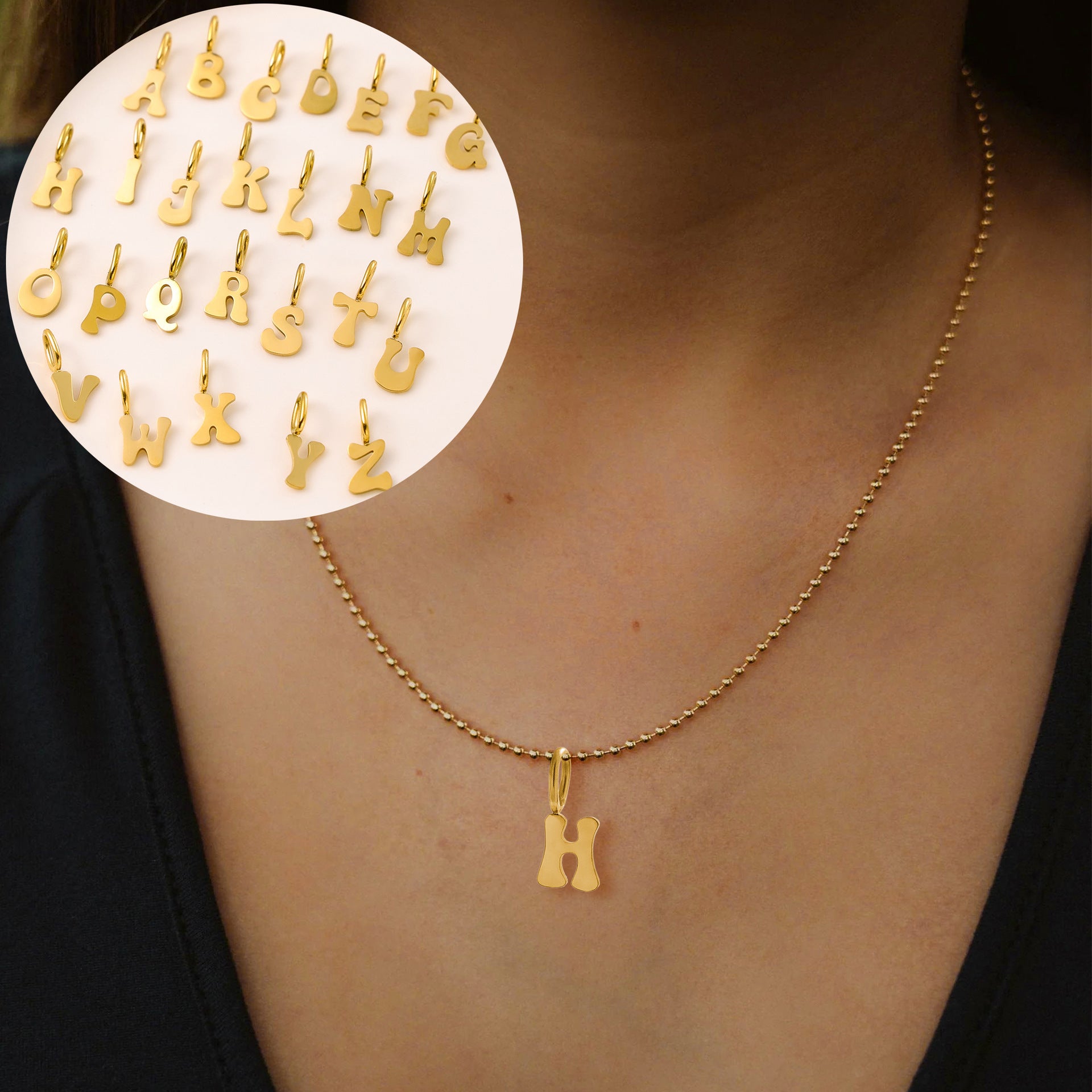 Wholesale Stainless steel 26 English small letter pendant