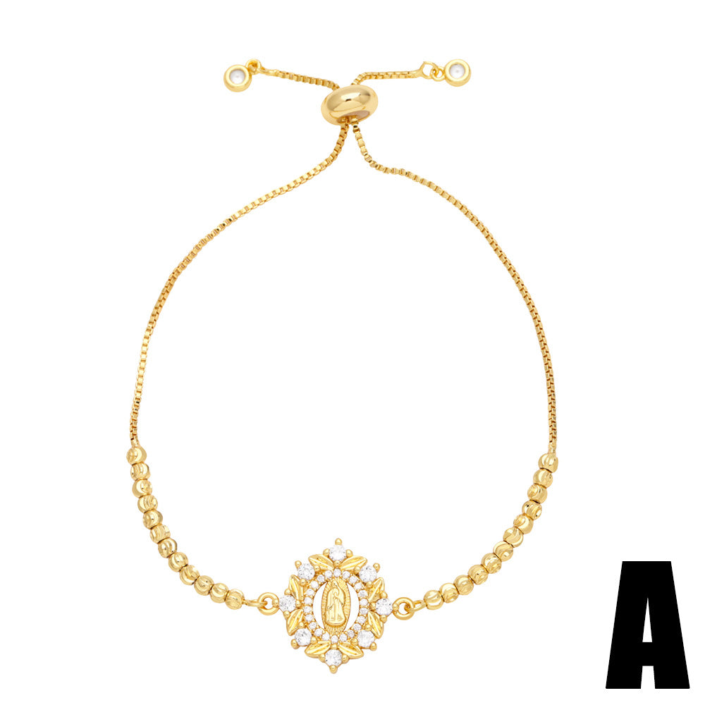 Wholesale Geometric Love Shaped Virgin Mary Cross Copper Bracelet ACC-BT-AS002