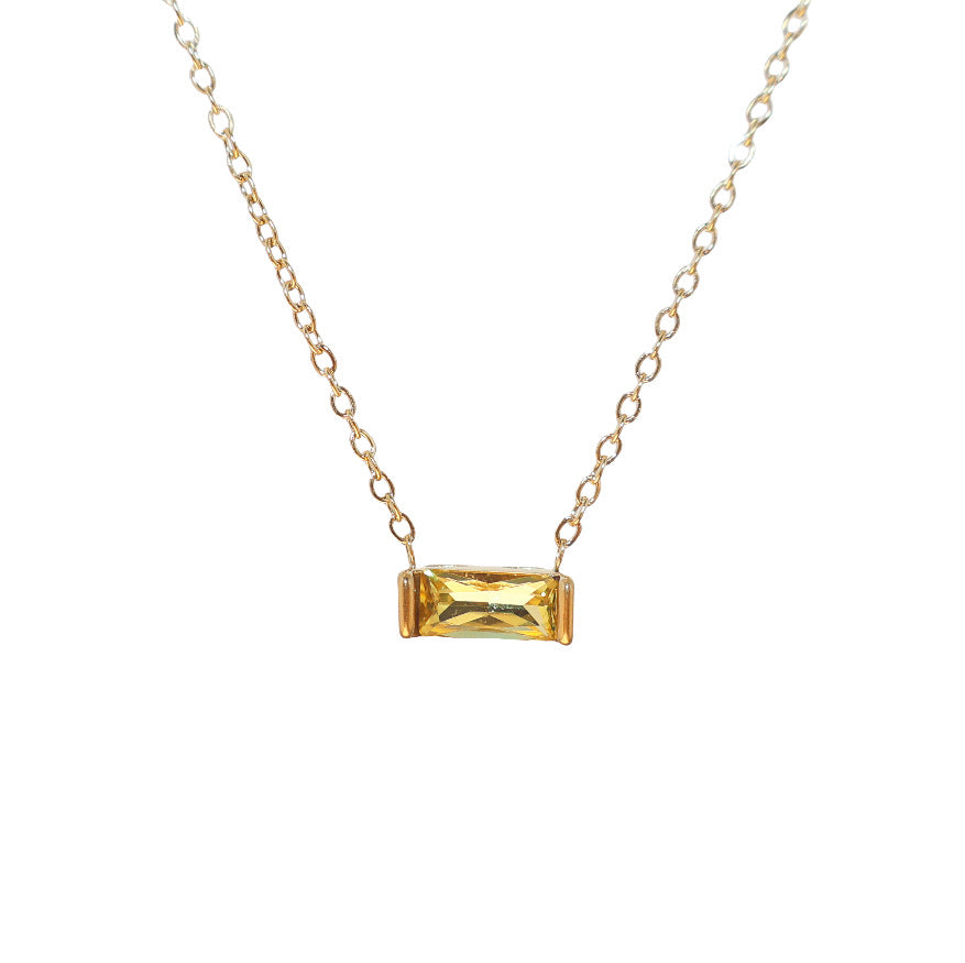 Wholesale Titanium Steel 12 Birthstone Necklace Twelve Birthstone Pendant Zircon Necklace