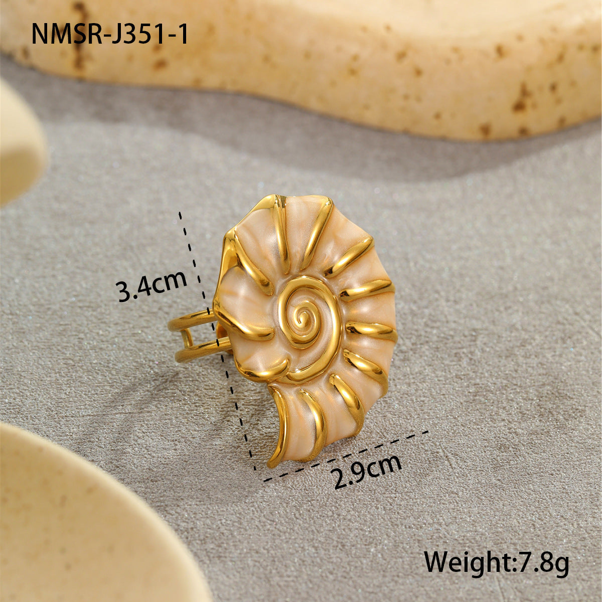 Wholesale Ocean Style Conch Color Oil Drop Stainless Steel Rings