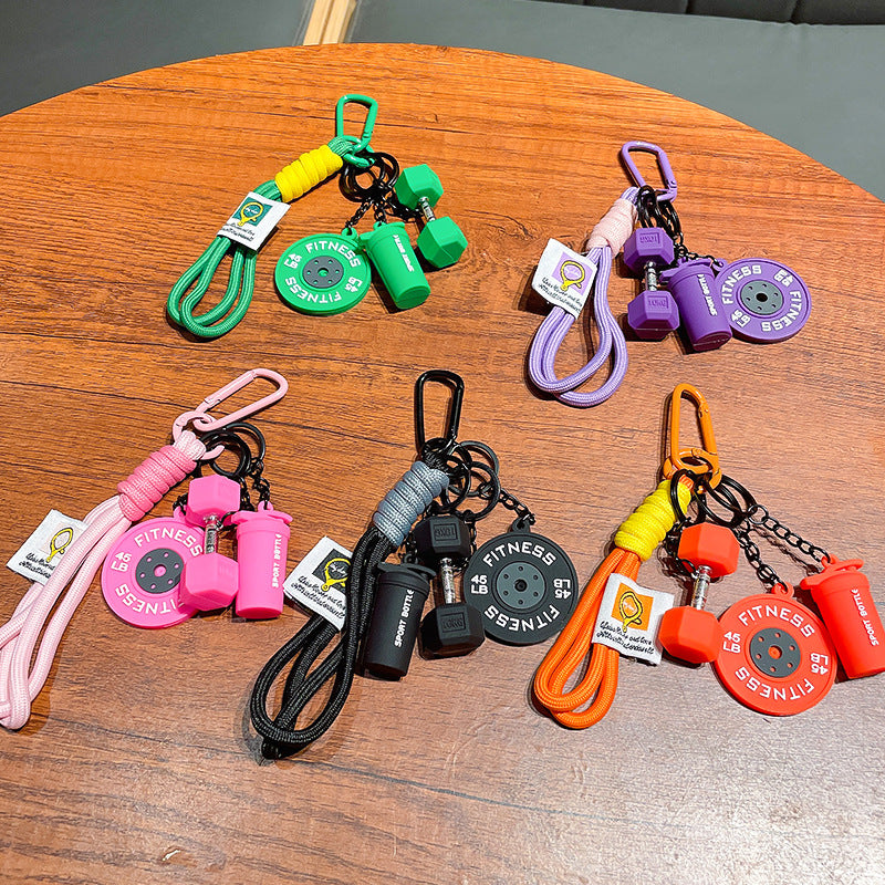 Wholesale Creative sports barbell keychains