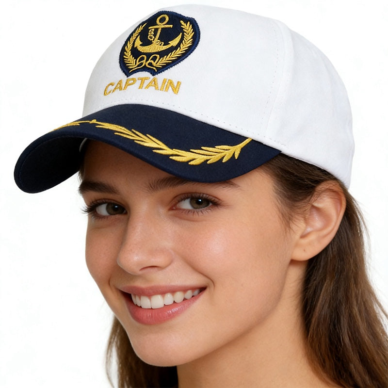 Wholesale White Retro  Navy Baseball Cap With Embroidery Adjustable For Summer