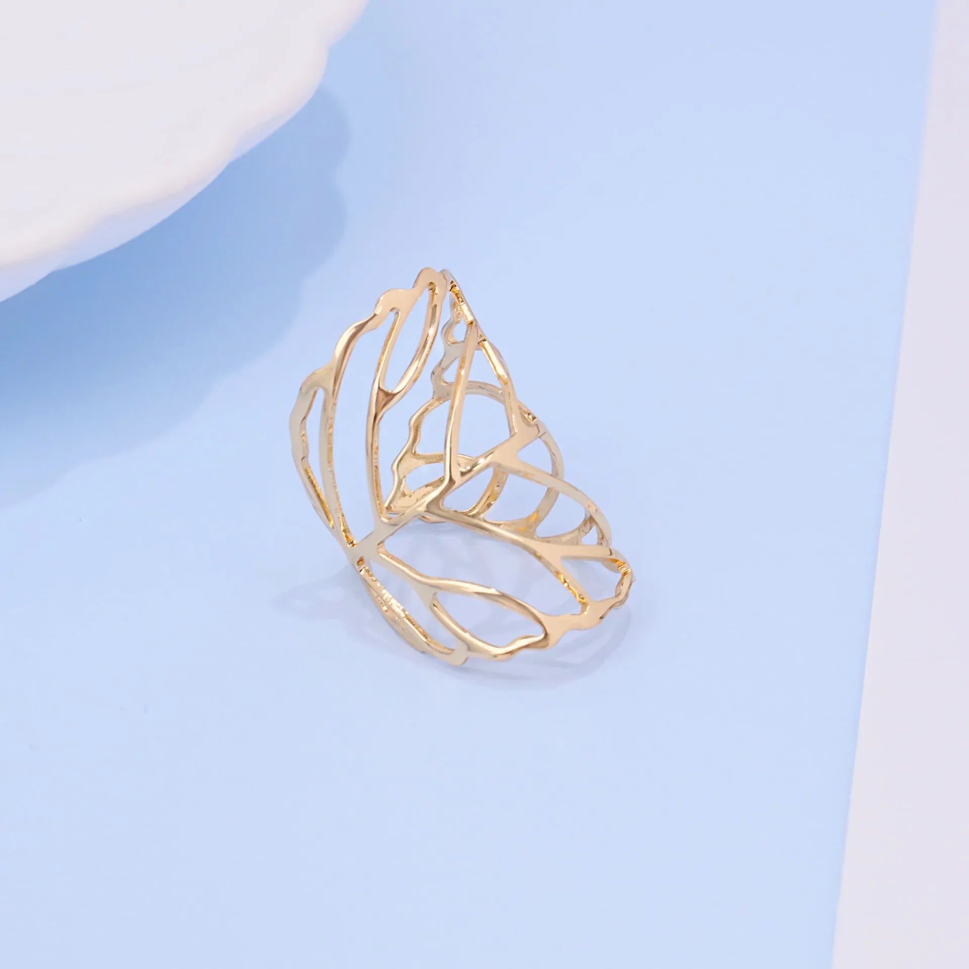 Wholesale Exaggerated Hollow Wide Face Casting Geometric Shaped Adjustable Ring