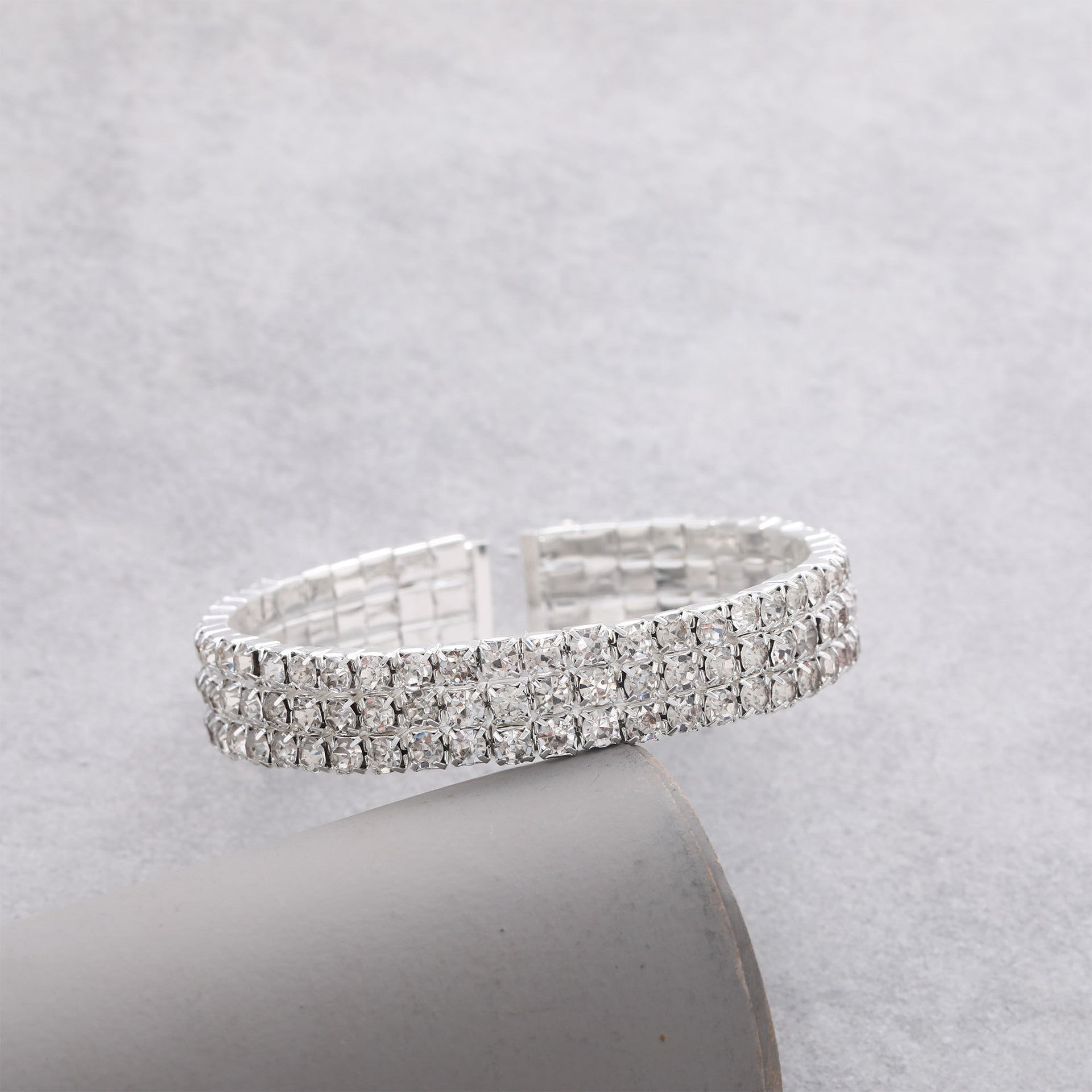 Wholesale  3-layer rhinestone opening bracelet