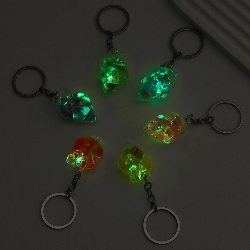 Wholesale Trendy Blue Acrylic Sea Shell Flowing Sand Keychain Charm Fashion Bag Decoration Creative Gift For Any Ocn