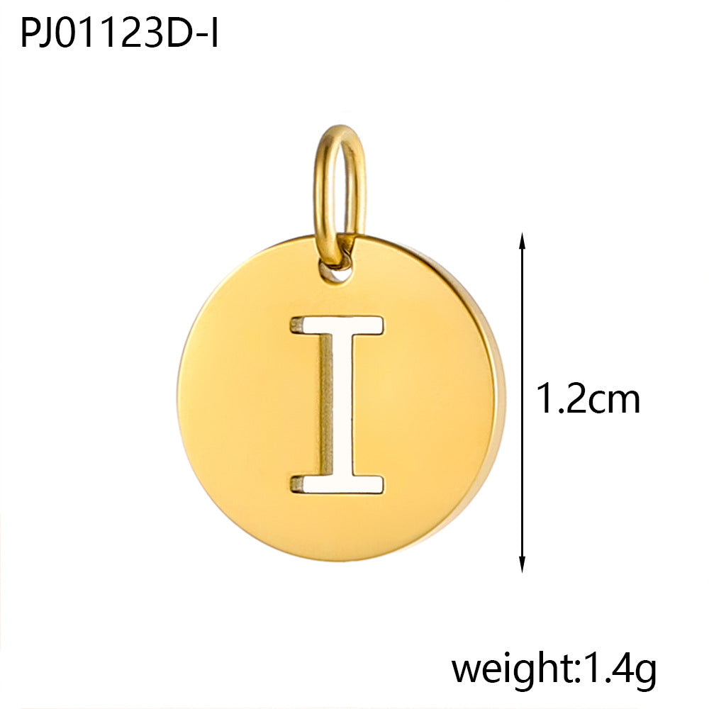 Wholesale Stainless steel round brand 26 letter hollow DIY pendant