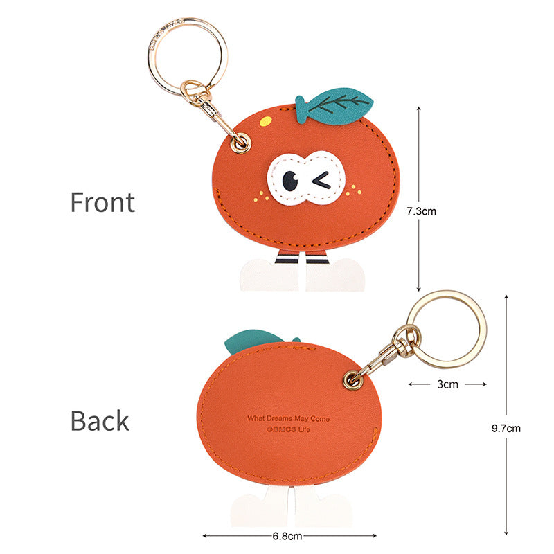 Wholesale Fruit Print Drop Shaped PU Leather Card Holder Keychain Cute Bag Charm Boutique Resale Gift