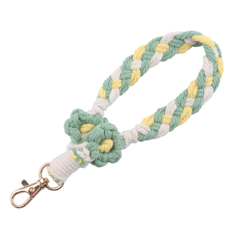 Wholesale Handmade Woven Flower Cotton Rope Lanyard Keychain ACC-KC-GuangTian079