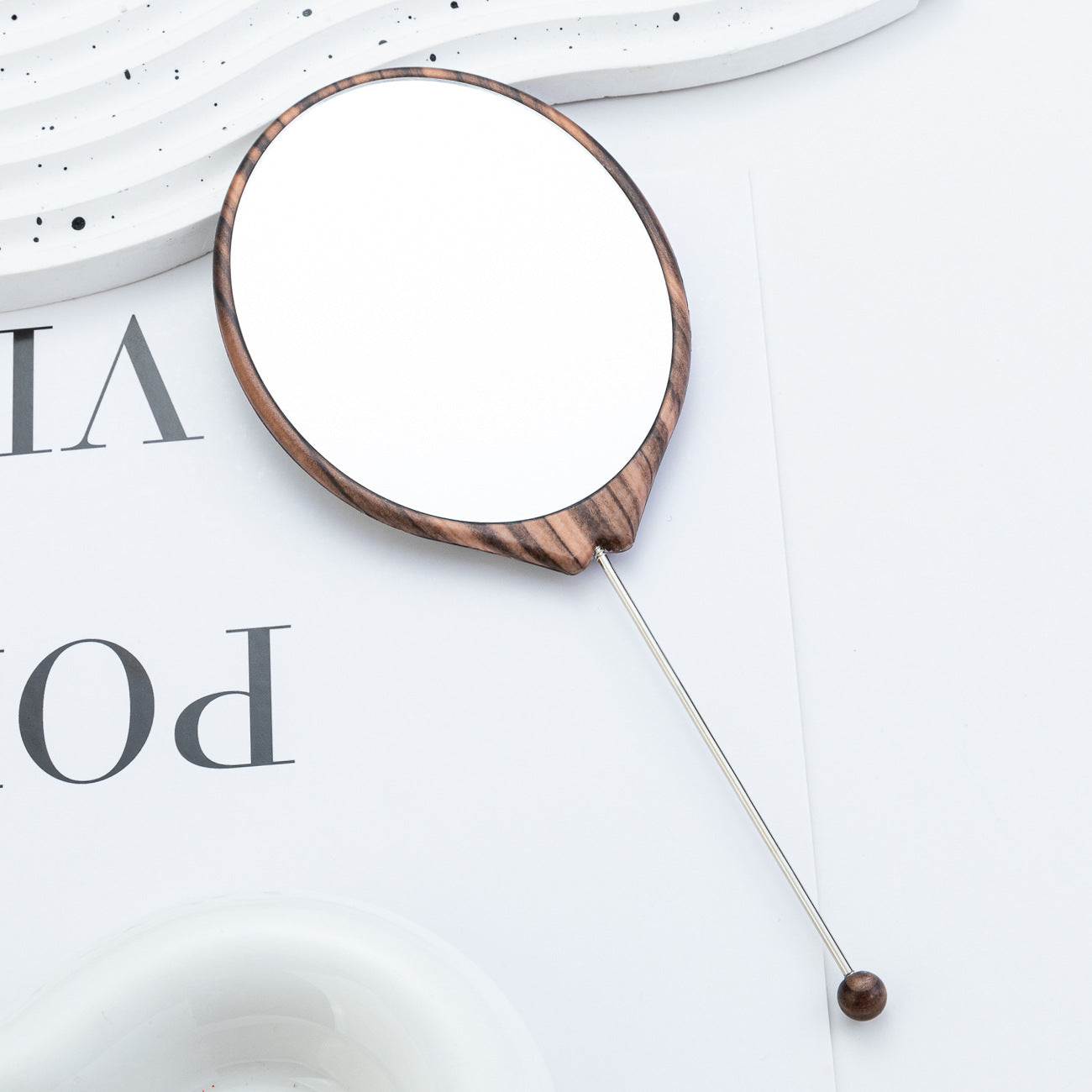 Wholesale  DIY Beaded Oval Wood Grain Mirror