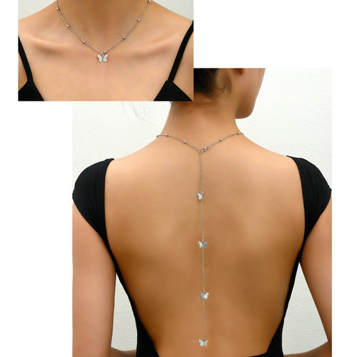 Wholesale 14K Gold Natural Stone Body Chain Zirconia Clavicle Chain