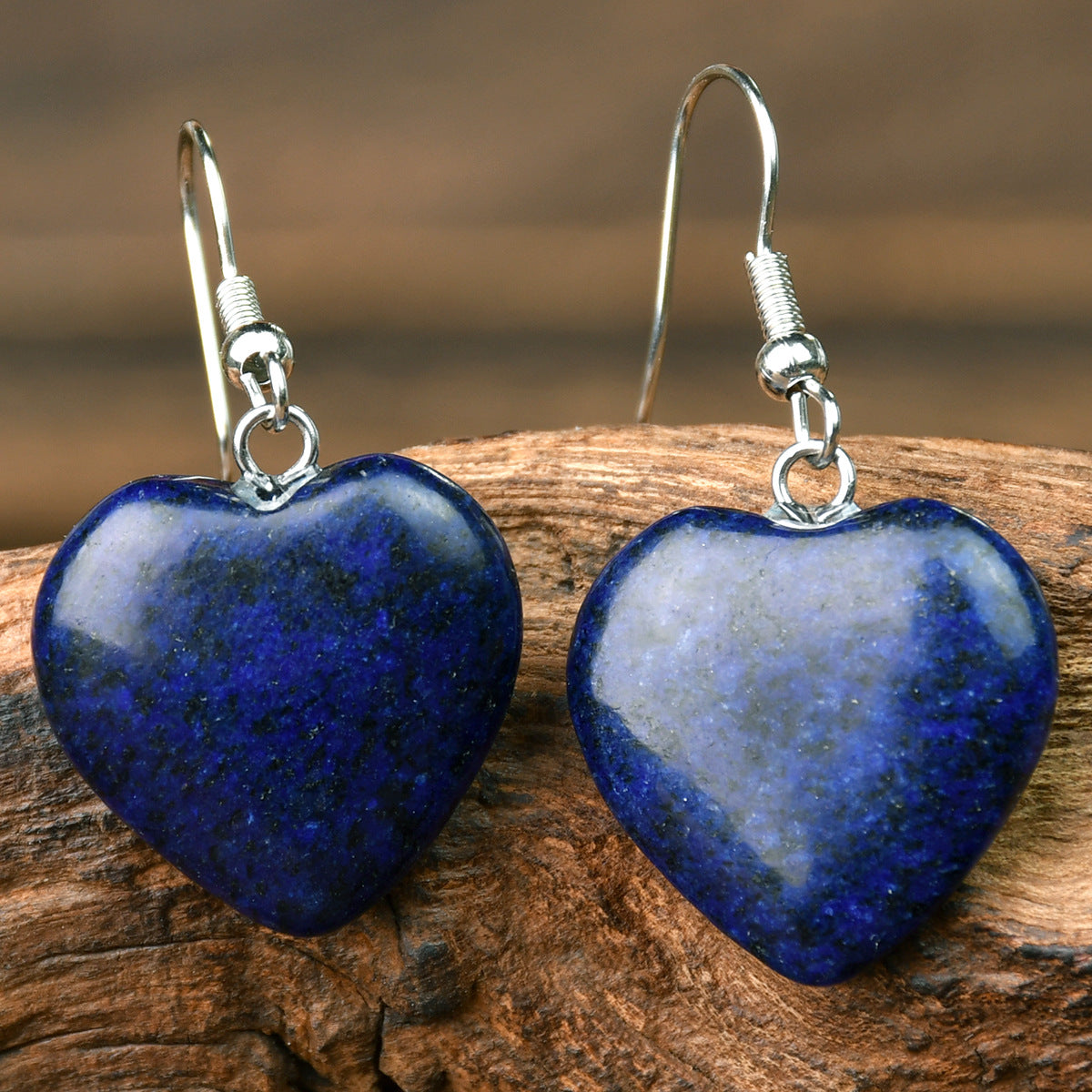 Wholesale Valentine' s Day Natural Stone Heart Pendant Earrings