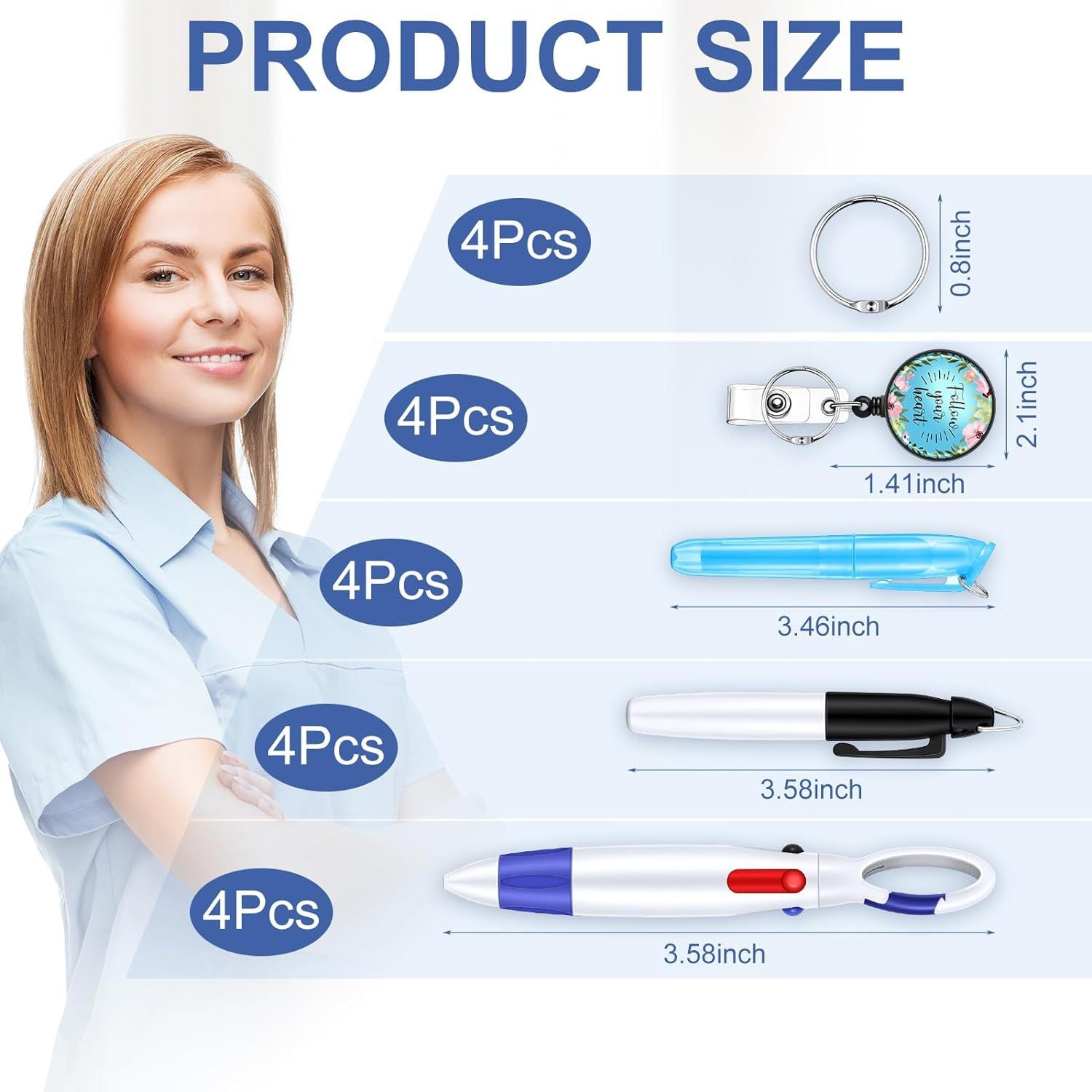 Wholesale Nurse Pen Retractable Badge Reels Keychains Set ACC-KC-XinDing001